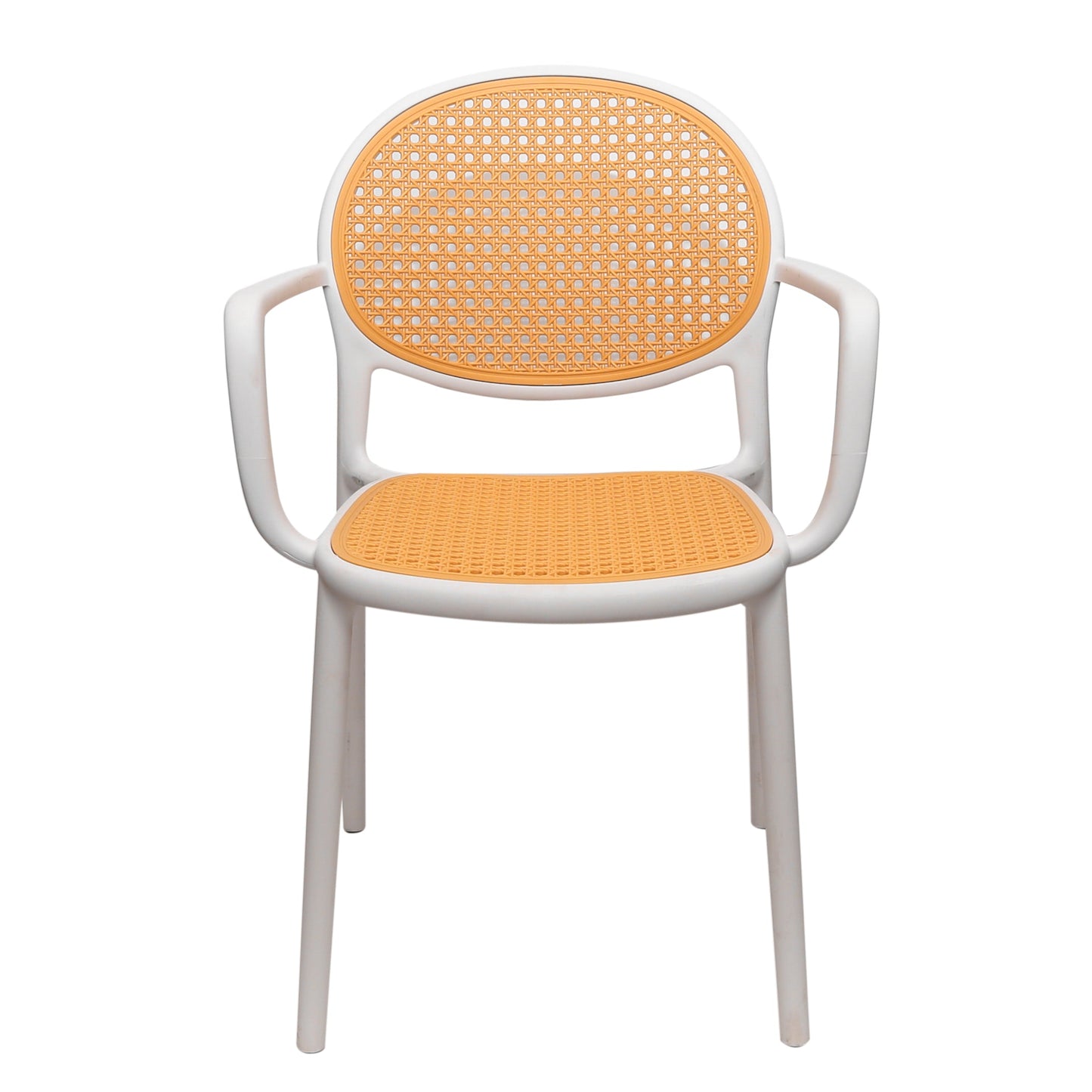 Cane Charm Armchair Ð Plastic Frame with Woven Cane?Style Seat & Back (Black, White, Green)