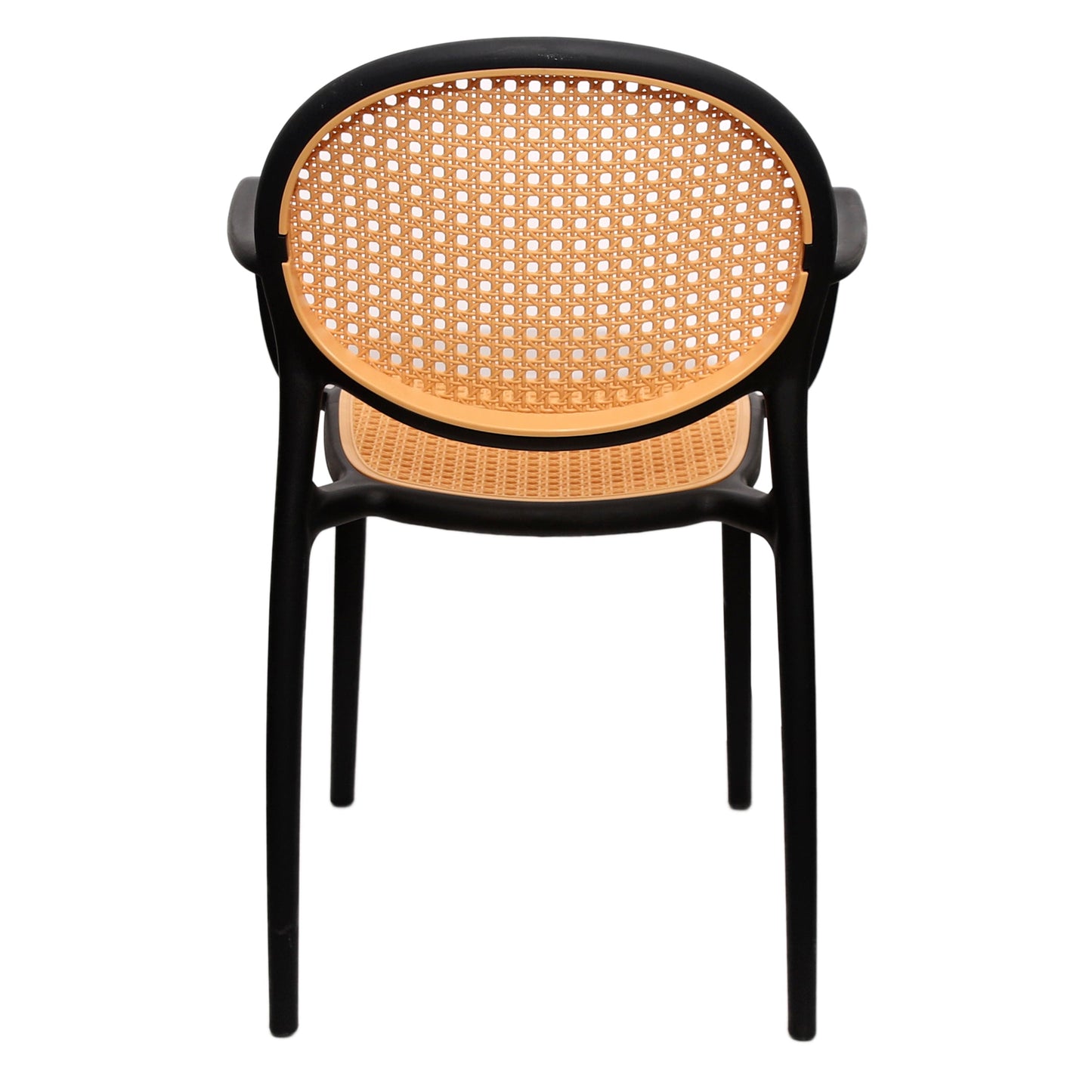Cane Charm Armchair Ð Plastic Frame with Woven Cane?Style Seat & Back (Black, White, Green)