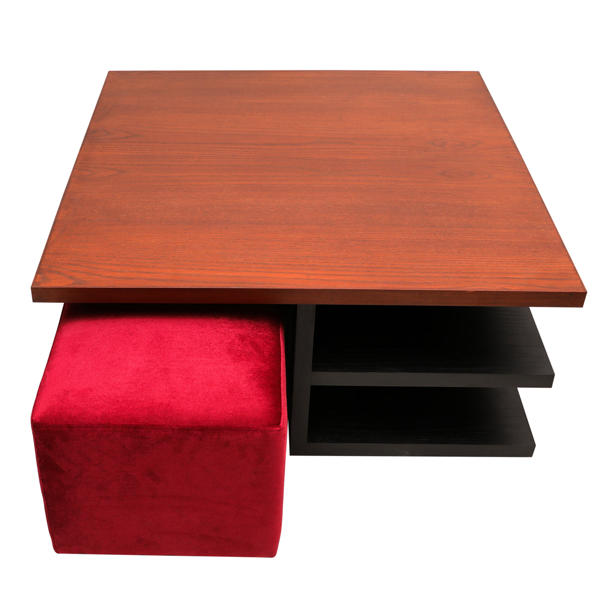 Bernard Center Table (Wooden Top) with two Poufs