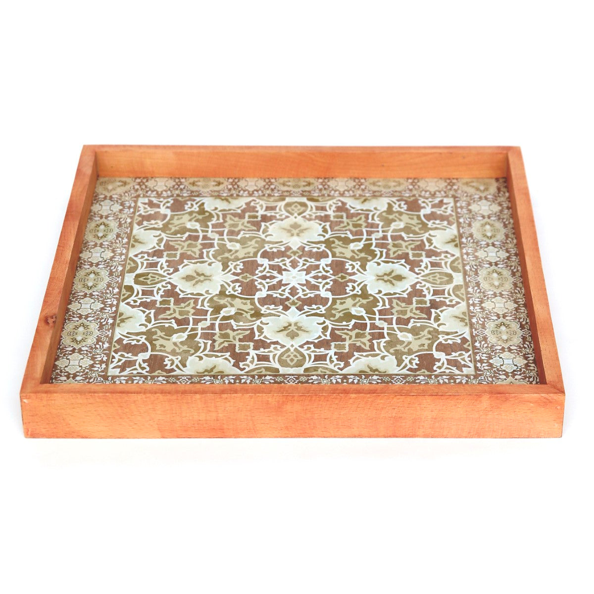 Square Oak Buff Tray Ð 15x15 Inch Wooden Decorative Serving Tray
