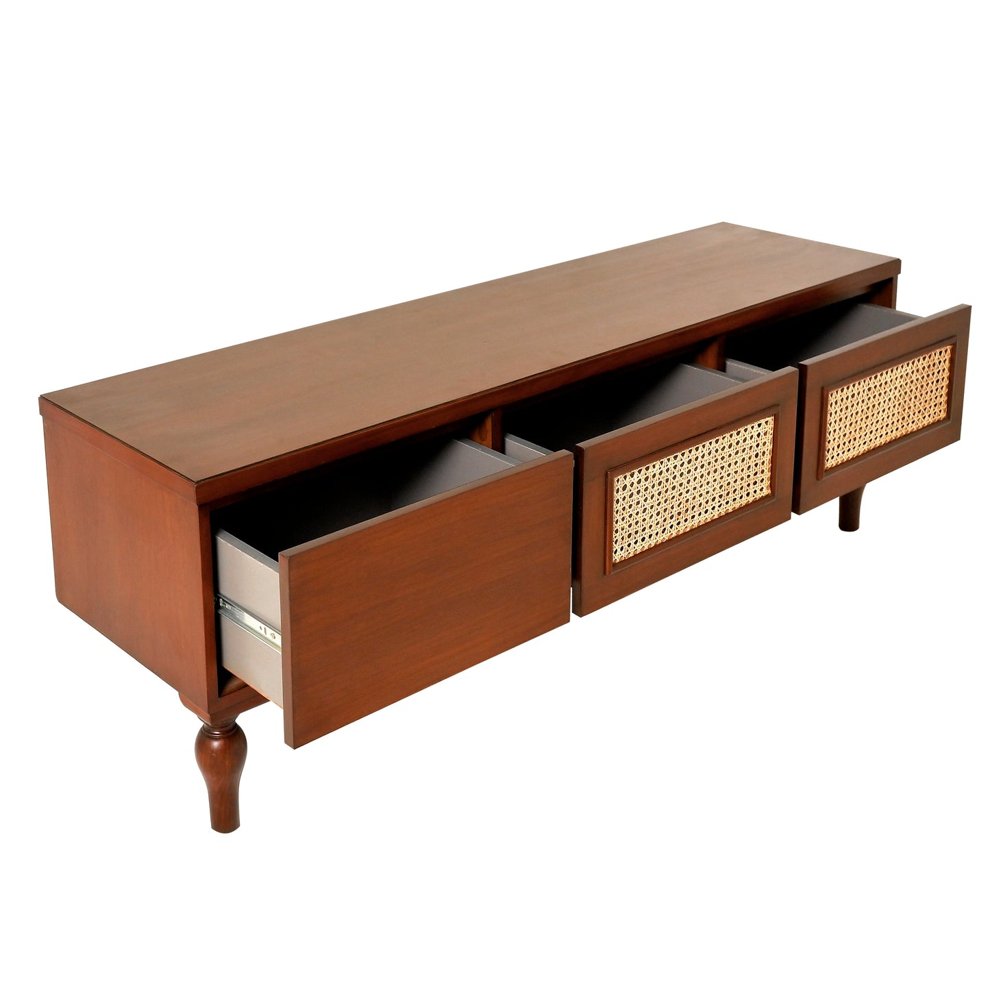 Gul Bahar TV Unit Ð Solid Wood Media Console with Cane Accents