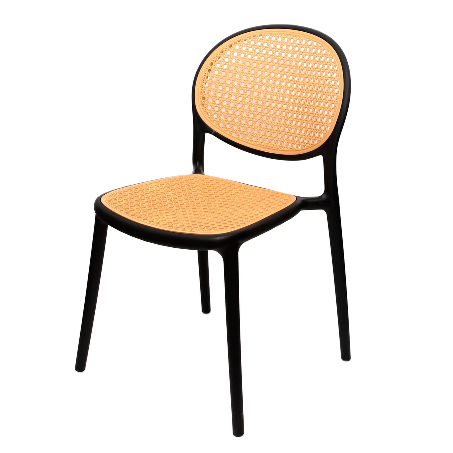Cane Charm Armless Chair Ð Plastic Frame with Woven Cane?Style Seat & Back (Black)