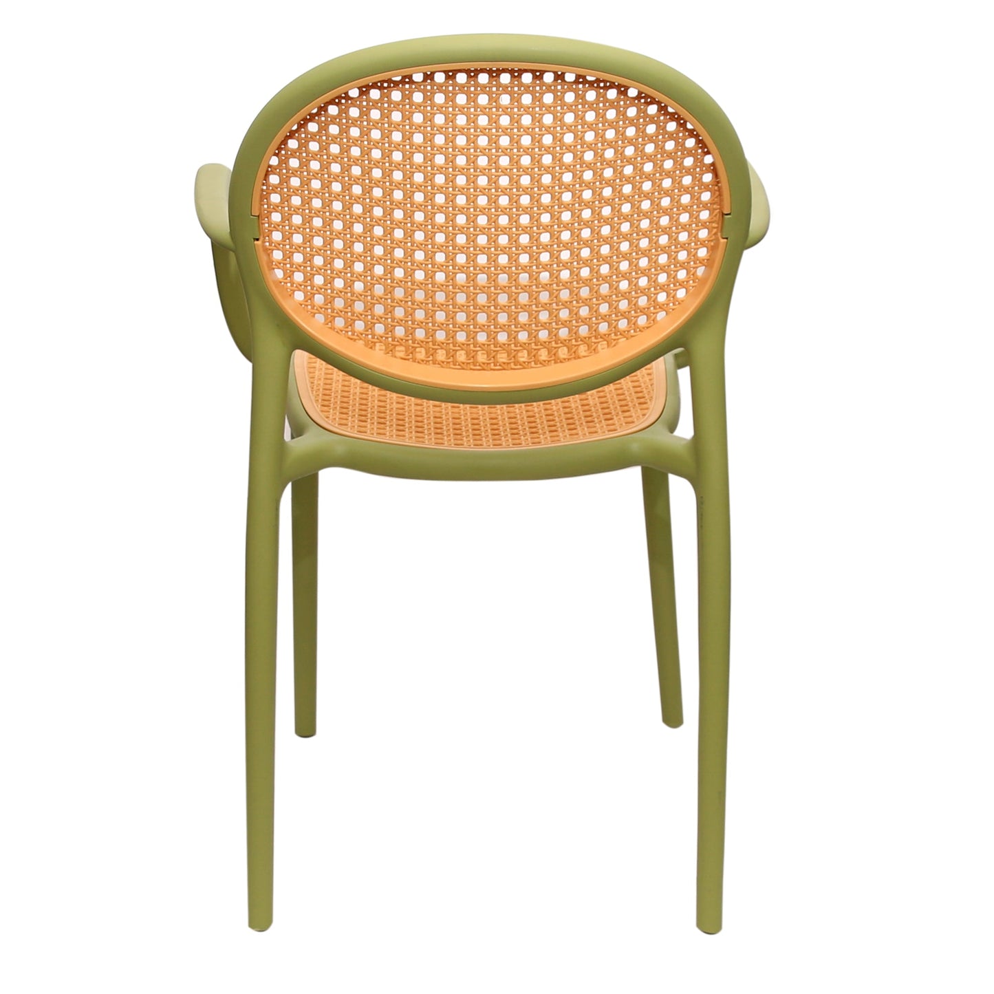 Cane Charm Armchair Ð Plastic Frame with Woven Cane?Style Seat & Back (Black, White, Green)