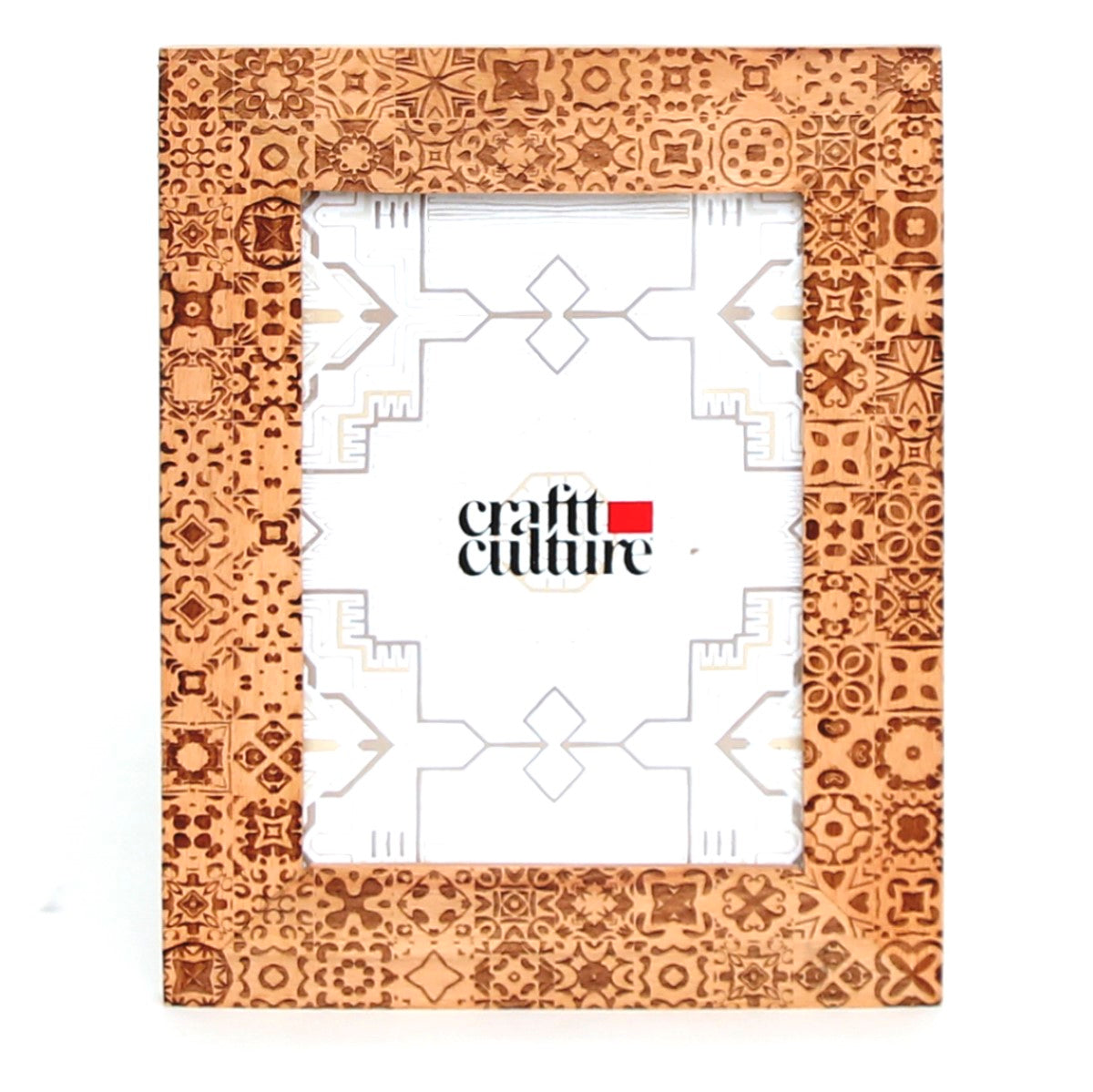 Golden Brown Wooden Photo Frame Ð Engraved Pattern Design