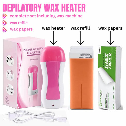 Electric Hair Removal Wax-melt Machine, Heater EU Plug Portable Epilator Roll, Heater Melt Depilation Hair Removal, SPA Handheld Body Depilatory Machine Hair Removal Tool