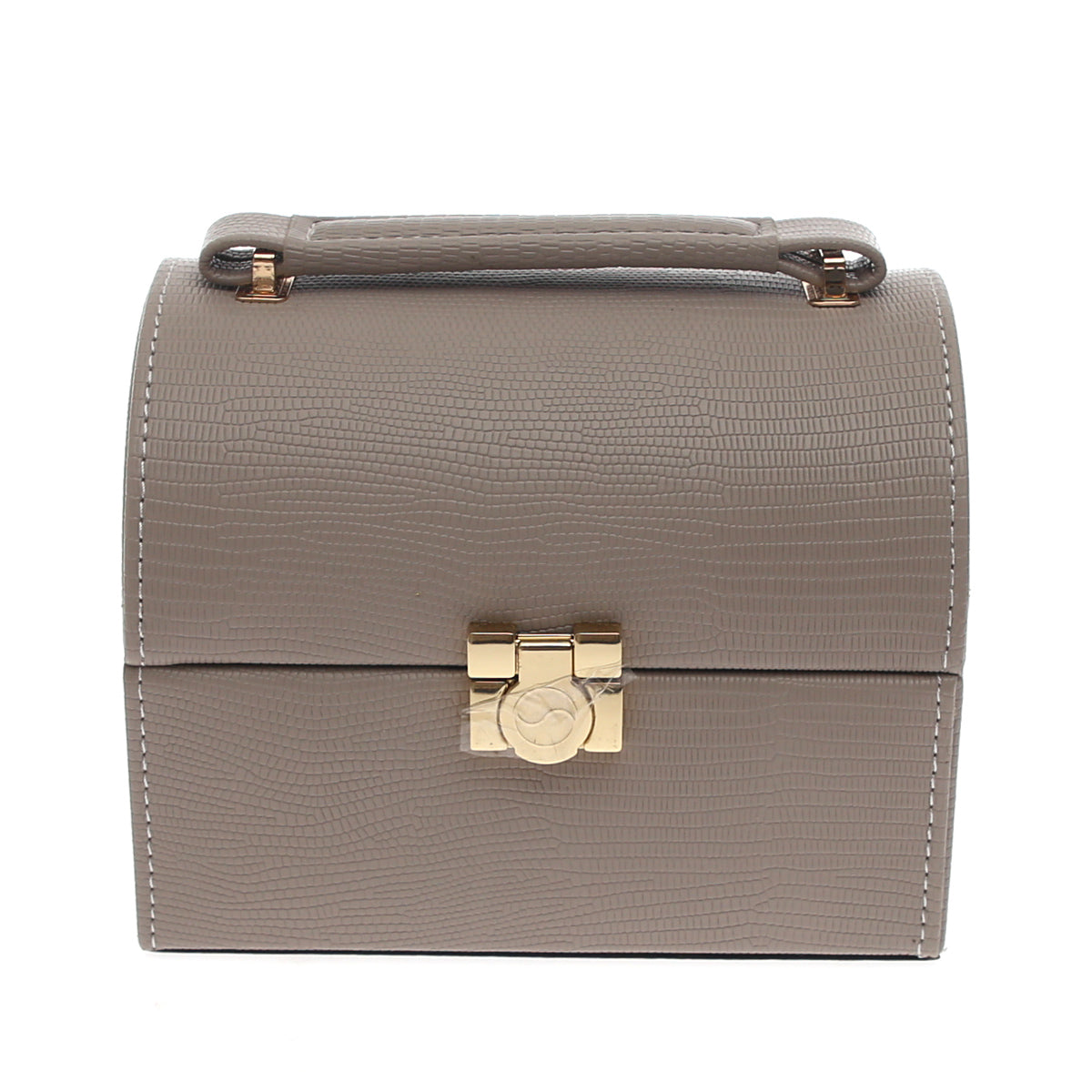 Round Top Jewelry Storage Box Ð Compact Organizer with Handle & Lock