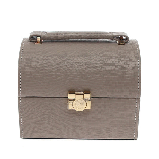 Round Top Jewelry Storage Box Ð Compact Organizer with Handle & Lock