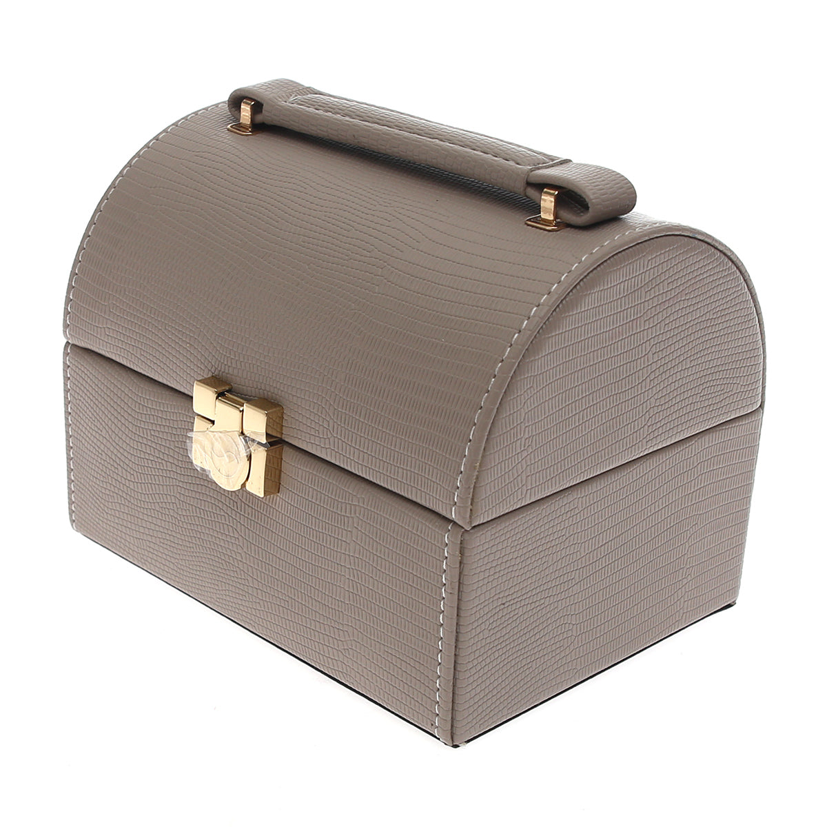 Round Top Jewelry Storage Box Ð Compact Organizer with Handle & Lock