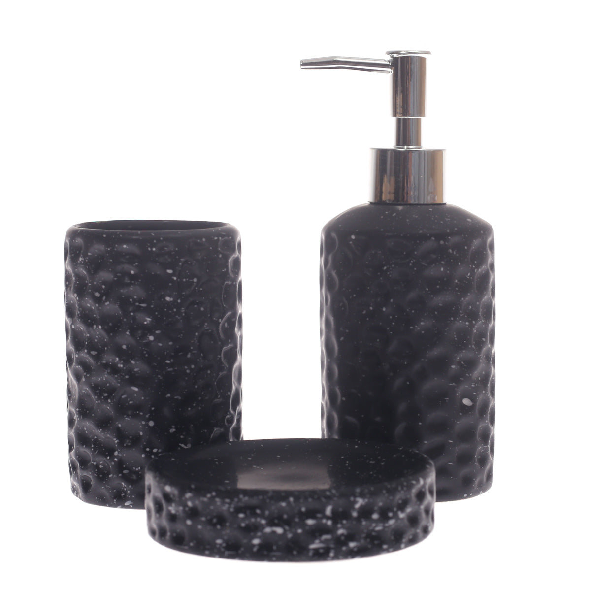 3Pcs Bath Set Black 8 X 8 Inch Gs-02
