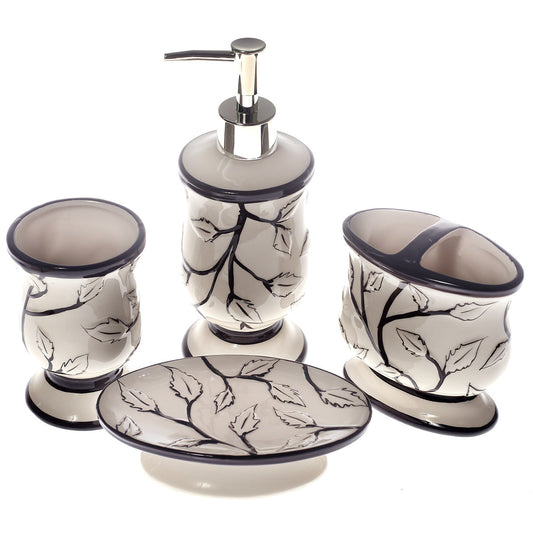 4Pcs Bath Set Black & White 11 X 9 Inch Gs-06