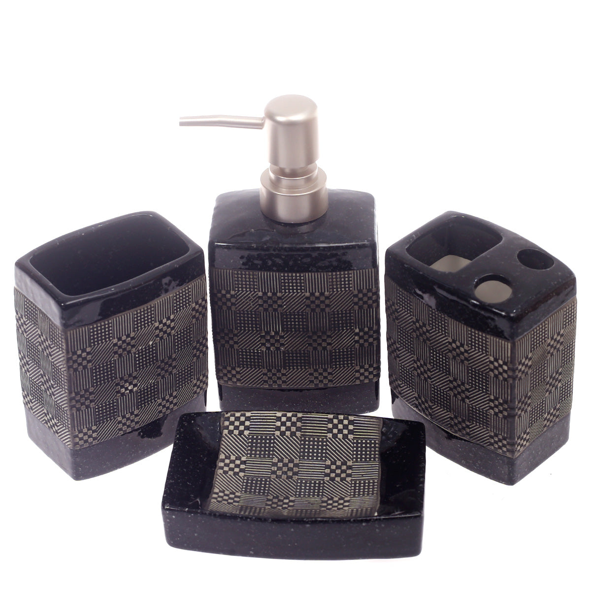 4Pcs Bath Set Brown & Black 11 X 9 Inch Gs-14