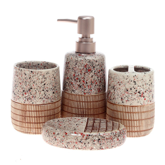 4Pcs Bath Set Brown 10 X 8 Inch Gs-10