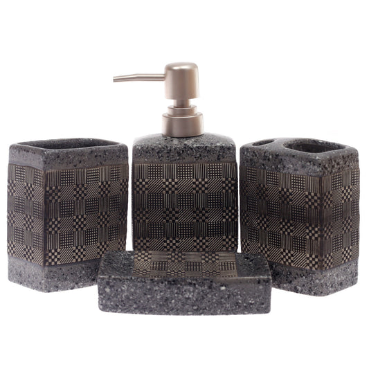 4Pcs Bath Set Grey 11 X 9 Inch Gs-14