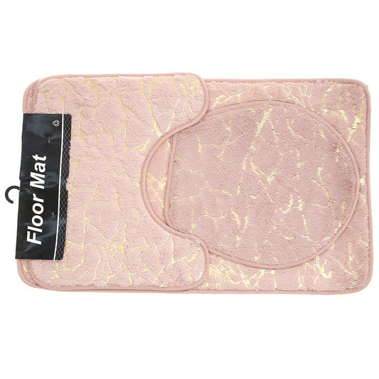 3 Piece Bathroom Mat Set Ð Marble Design, Soft & Absorbent