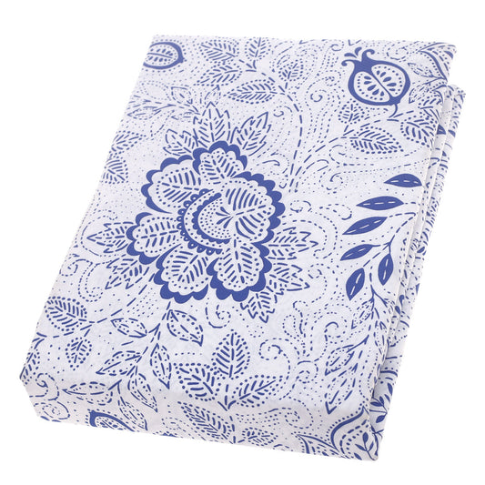 Double Bed Sheet Cotton Blue & White 96X102" Rotary Printing
