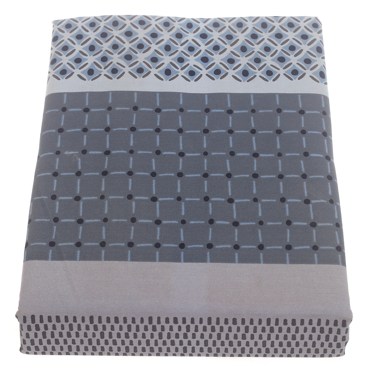 Double Bed Sheet Percale Blue & Grey 96X102" Rotary Printing