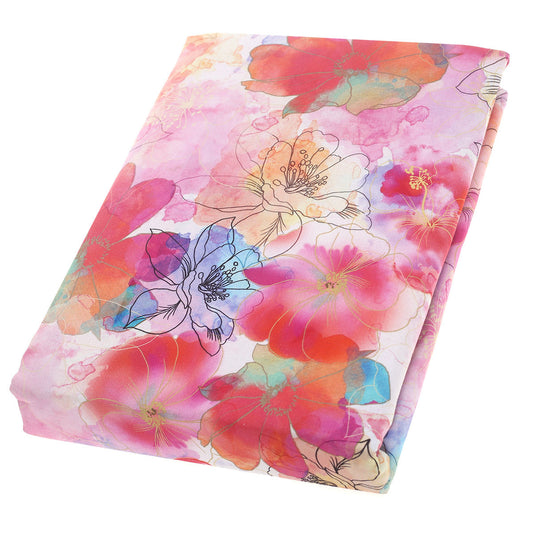 Double Bed Sheet Percale Pink & Blue 96X102" Digital Print