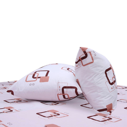 Brown & Black Geometric Double Bed Sheet 90x100"