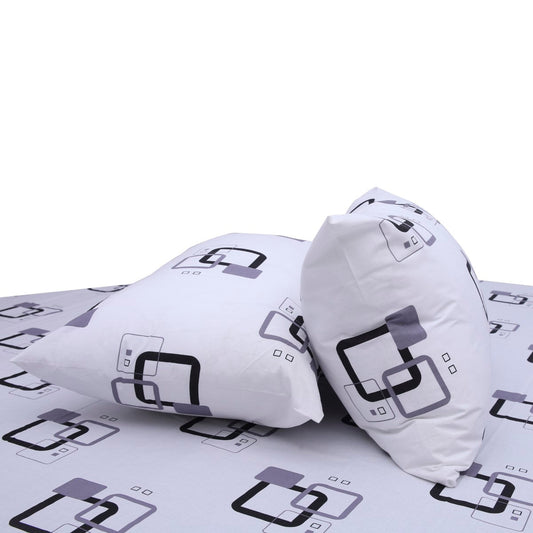 Grey & Black Geometric Double Bed Sheet 90x100"