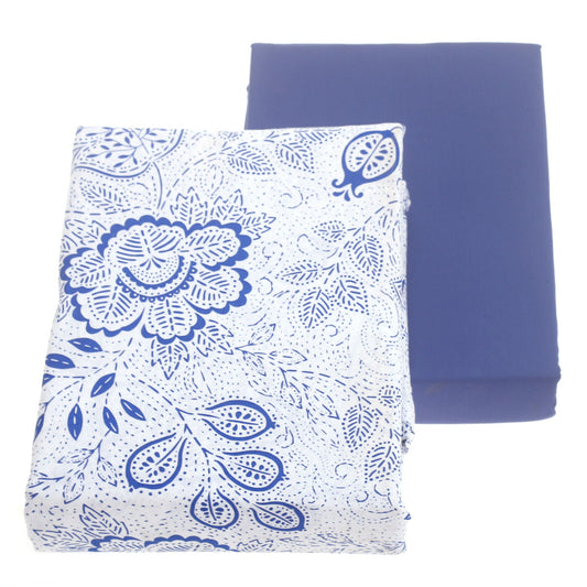 Blue Floral Double Bed Sheet Set Ð 6 Piece Bedding Collection