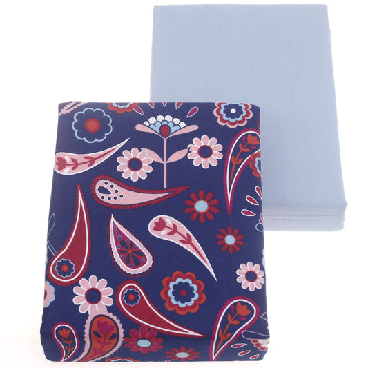Navy Florals Double Bed Sheet Set Ð 6 Piece Bedding Collection