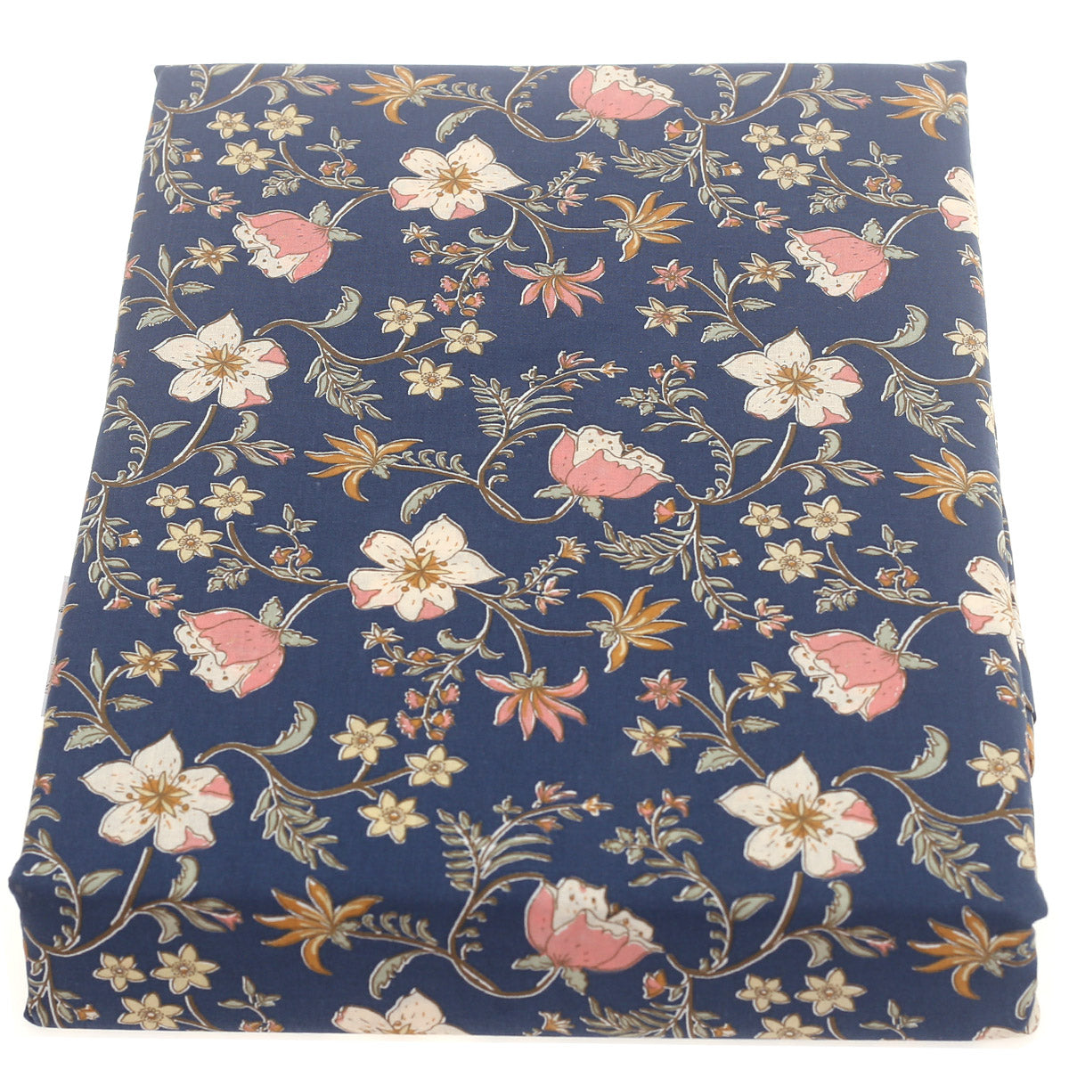 Navy Flora Double Bed Sheet Ð 96x102" | 100% Cotton