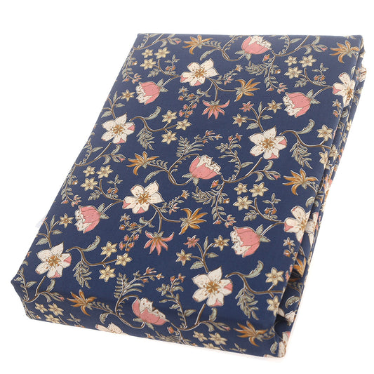 Navy Flora Double Bed Sheet Ð 96x102" | 100% Cotton