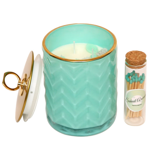Scented Jar Candle.Colored Wax.BLUE.