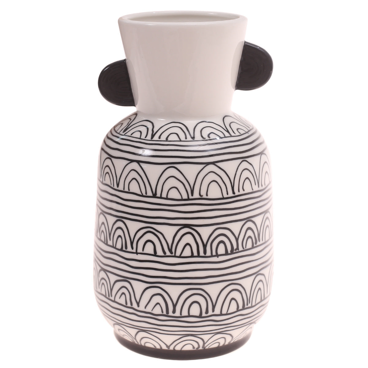 Ceramic Vase L Black & White 5.5X5.5X9.25Inch CH-006