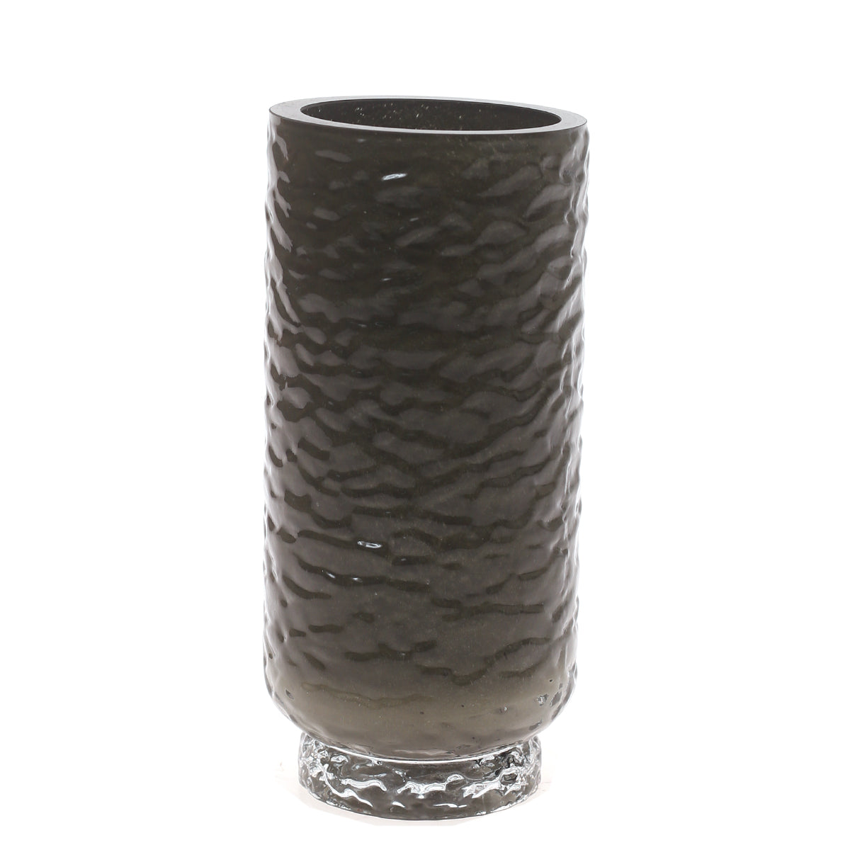 Glass Vase S Green 4.33 X 4.33 X 9 Inch HJM-007