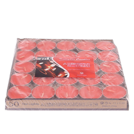 50Pcs T-Light Candle Set Red 7 X 7 Inch JW-10