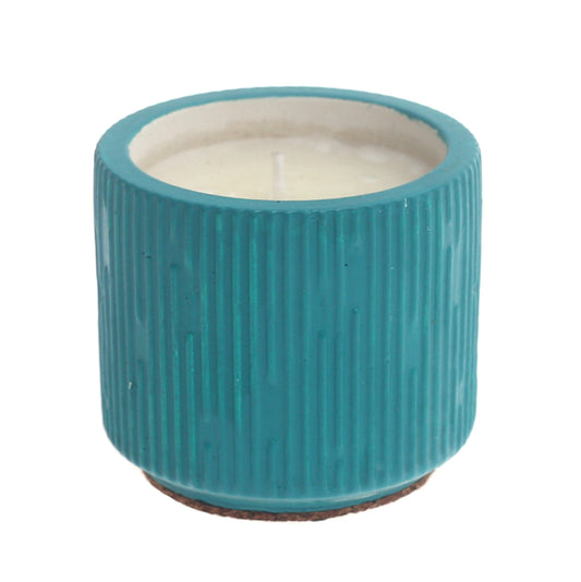 Engraved Texture Ceramic Candle Ð Teal Scented Jar Candle for Home DŽcor & Gifting