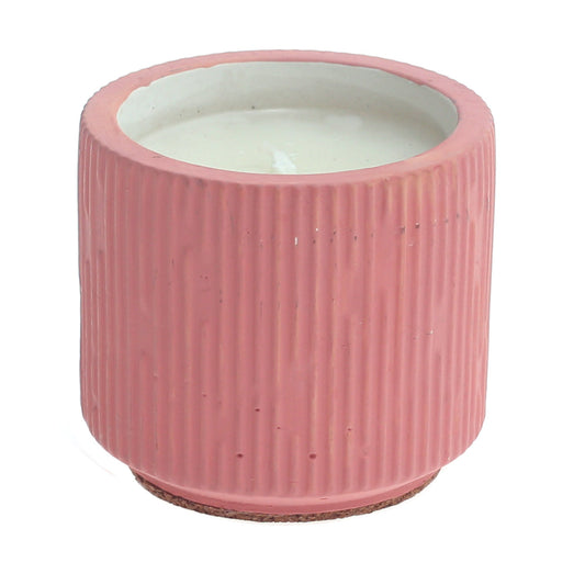 Engraved Texture Ceramic Candle Ð Pink Scented Jar Candle for Home Ambience & Gifting