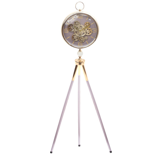 Pedestal Clock Art Ð Grey | Minimalist Modern Standing Clock for Home & Office