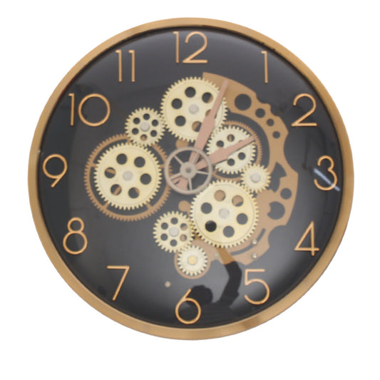 Industrial Gear Design Black & Gold Wall Clock Ð Modern Steampunk Style (Model 2151)