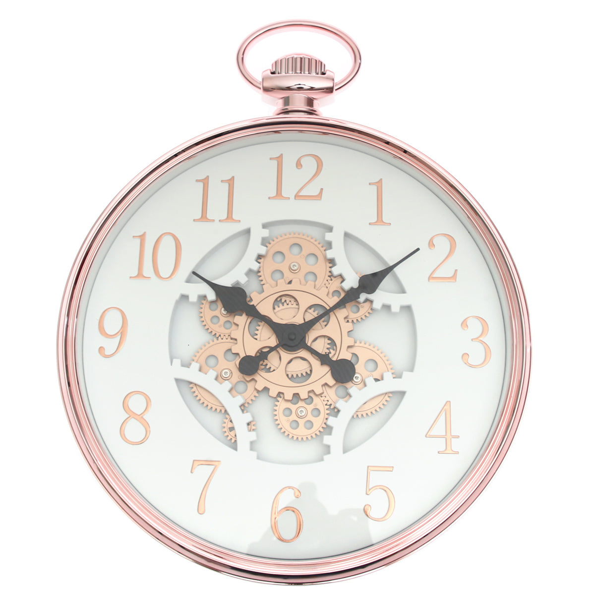 Wall Clock Ð Matt Gold & White with Exposed Gear Design (Model 7121)