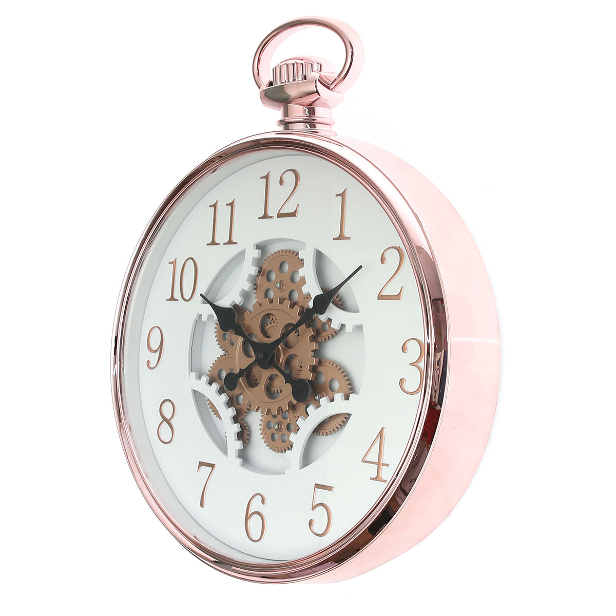 Wall Clock Ð Matt Gold & White with Exposed Gear Design (Model 7121)