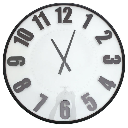 Wall Clock Ð Matt Black & White with Bold 3D Numerals (Model 7122)