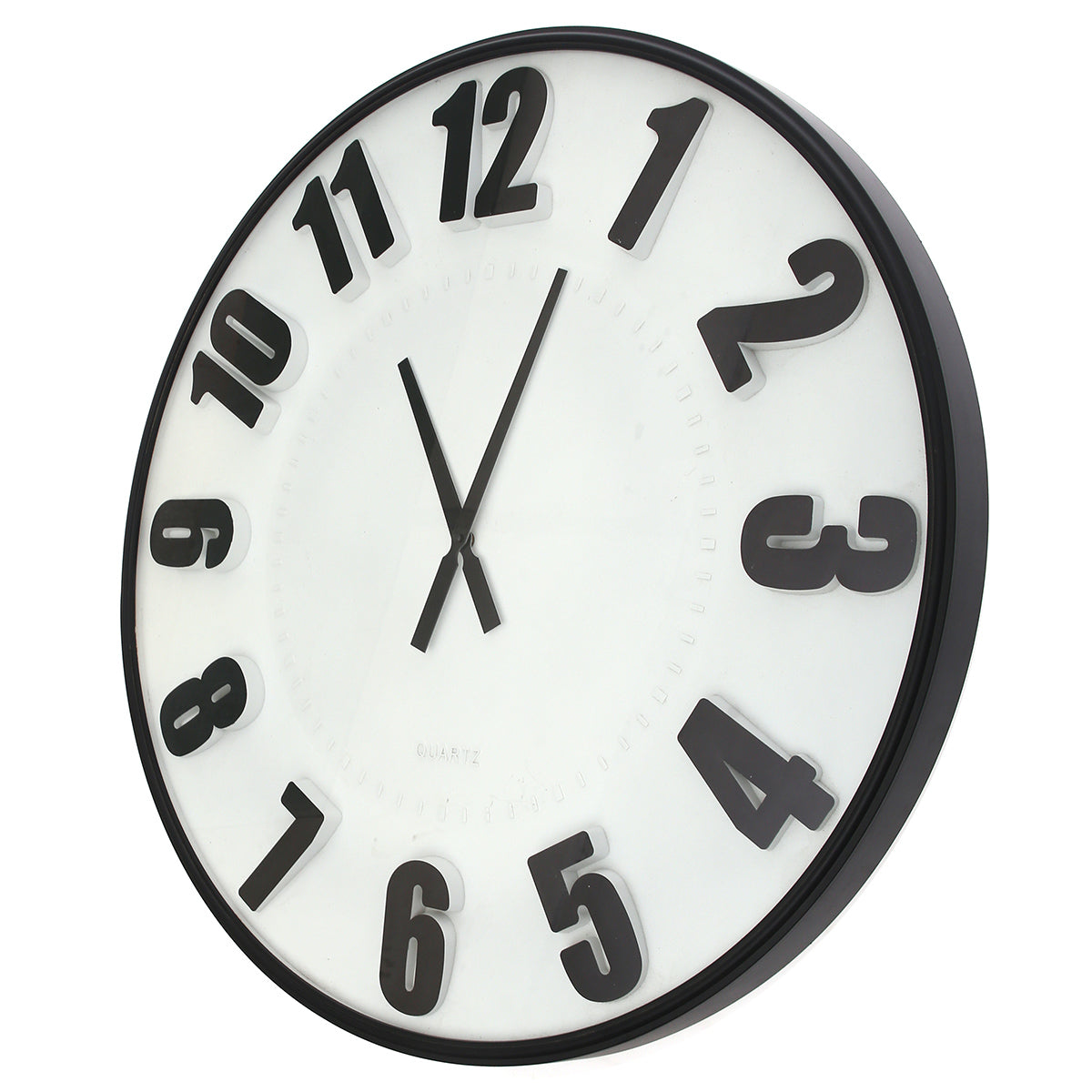 Wall Clock Ð Matt Black & White with Bold 3D Numerals (Model 7122)
