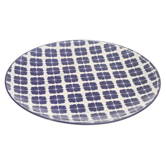 Dinner Plate Block Print Blue 11 Inch Yll-94