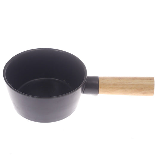 Serving Bowl W/Wooden Handle Black 5 Inch Yll-18