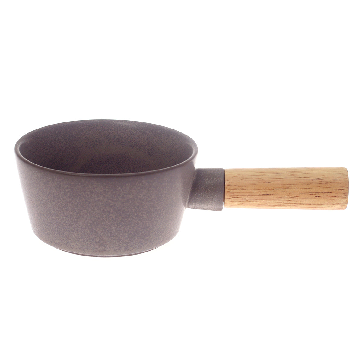 Serving Bowl W/Wooden Handle Grey & Beige 5 Inch Yll-18