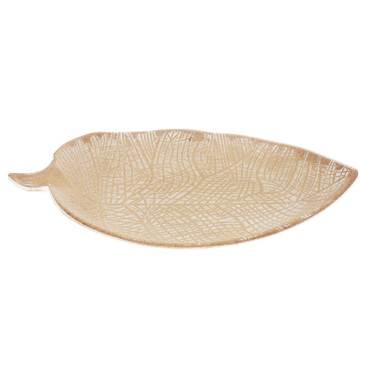 Leaf Wooden Platter Beige 7 X 12 Inch JX-07