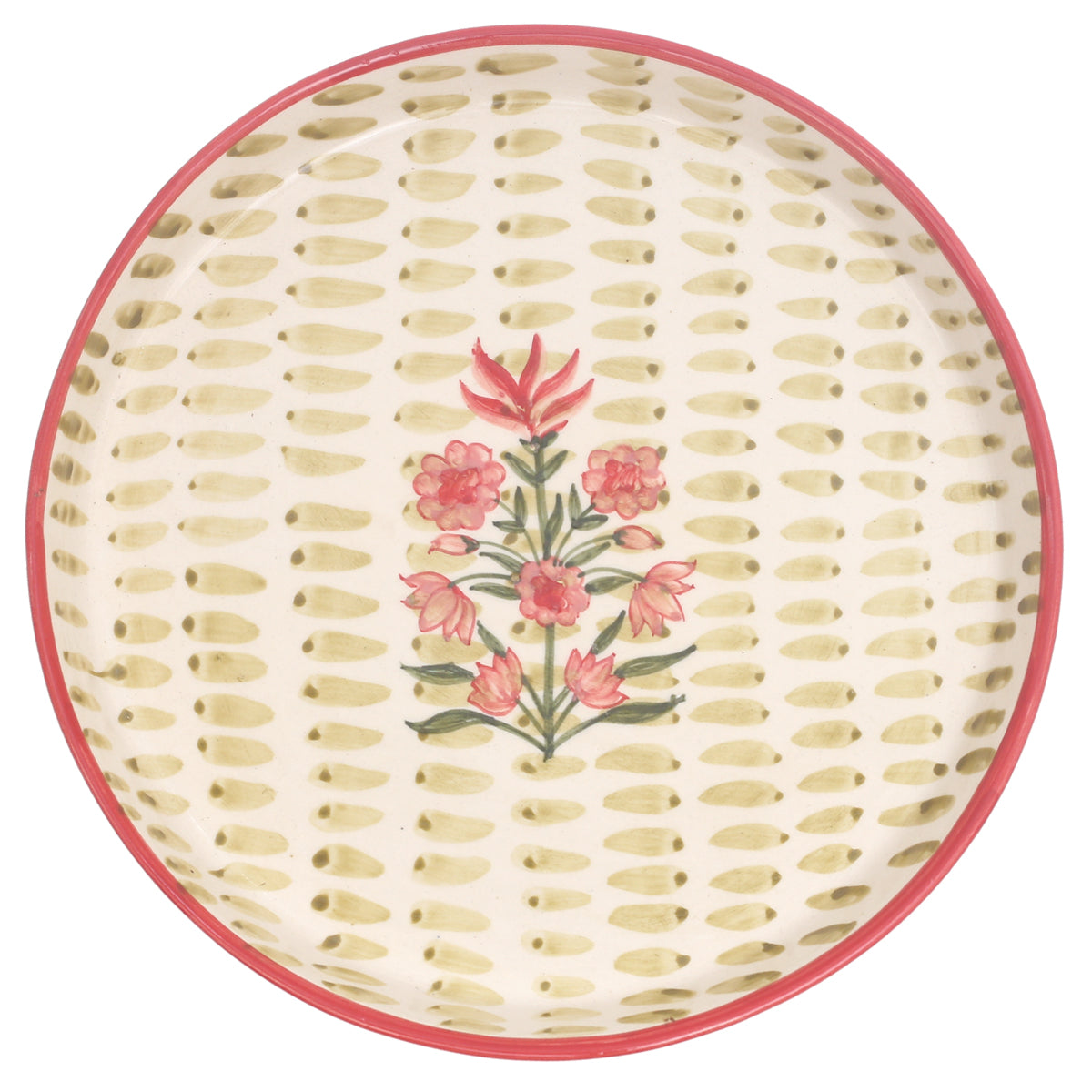 Textured Motif Platter 12" T Ð Hand-Painted Ceramic Serveware