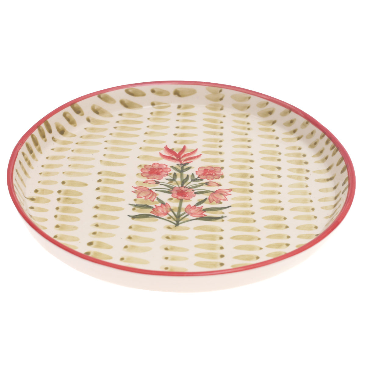 Textured Motif Platter 12" T Ð Hand-Painted Ceramic Serveware