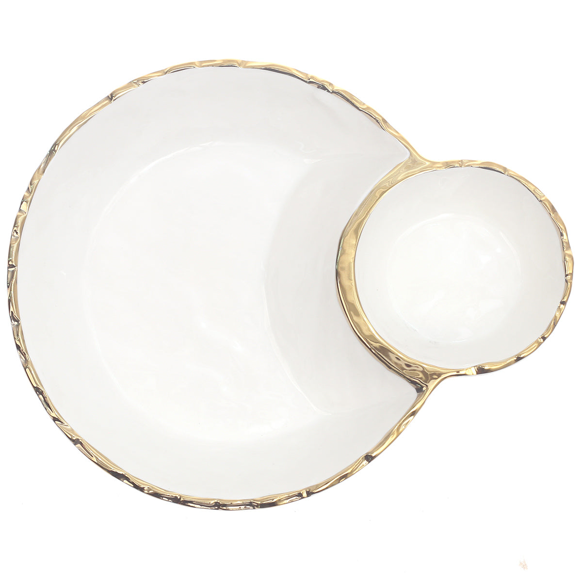 Dip Plate Ð 7742W Gold Rim, Elegant Porcelain Serveware