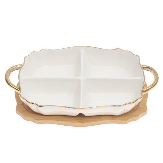 Portion Dish with Base Ð Gold Rimmed 7801