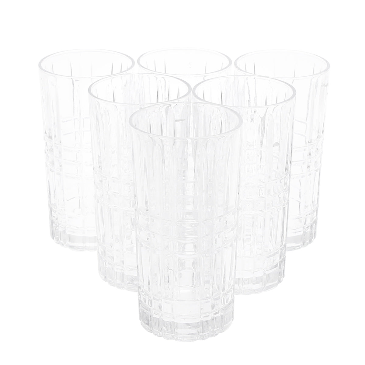 6PCS Glass Set Ð 400ml | Tall Grid Pattern Drinking Glasses