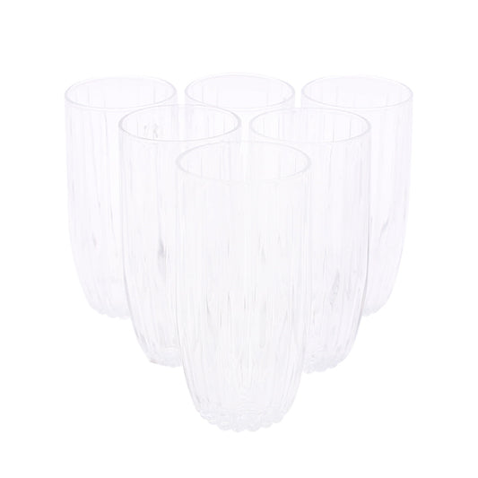 6PCS Glass Set Ð 355ml | Elegant Vertical Ripple Drinking Glasses