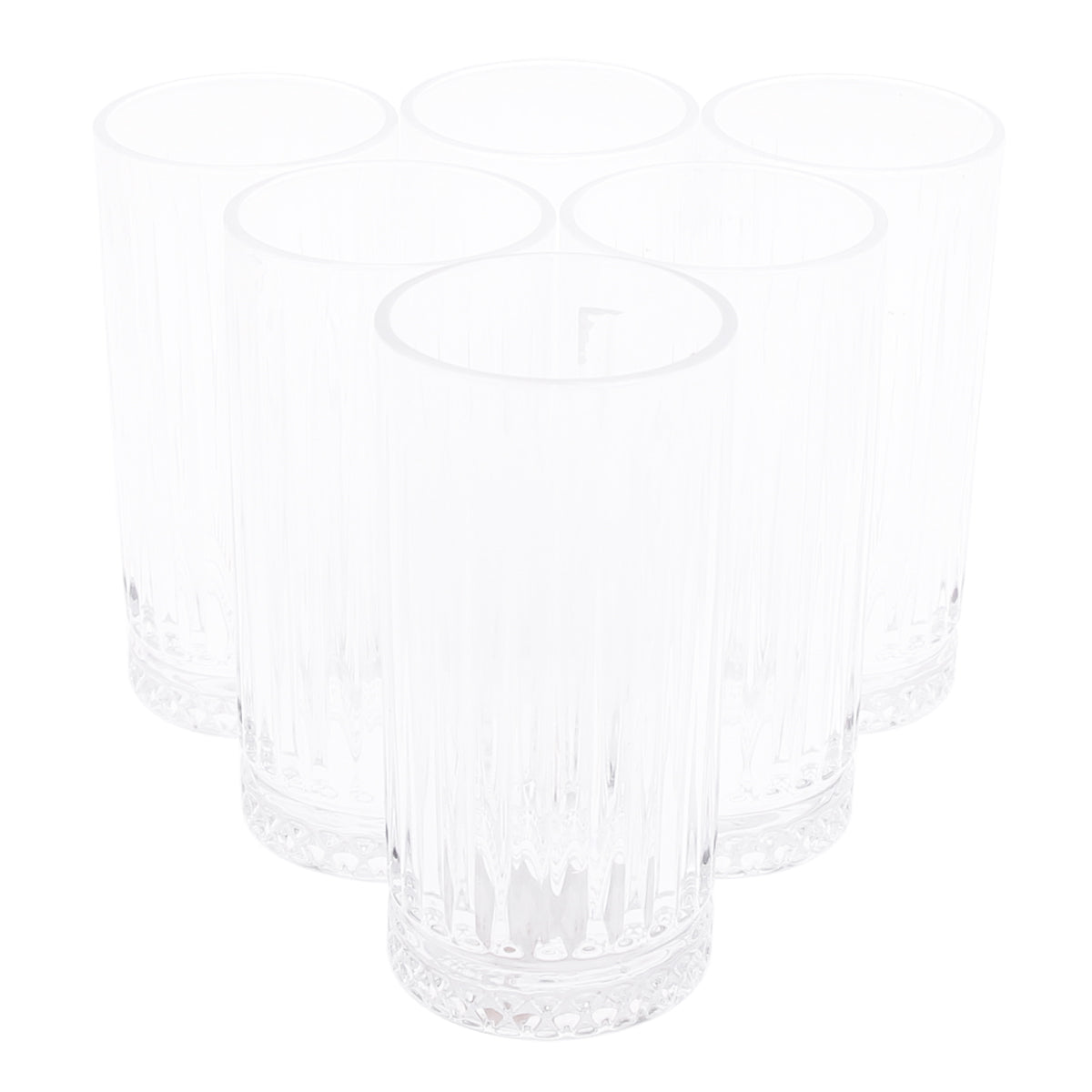 6PCS Glass Set Ð 285ml | Ribbed Clear Drinking Glasses for Everyday Elegance